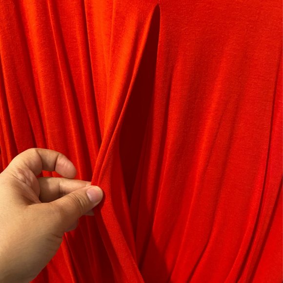 Boston proper wrap dolman collared red top sz Medium - Picture 5 of 10